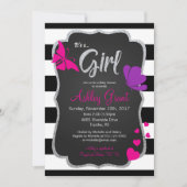 ガールシャルボードバタフライベビーシャワー招待状 招待状 (正面)