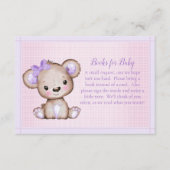 ガールシャワーEn用ベビーかわいい紫色のクマの本 エンクロージャーカード (正面)