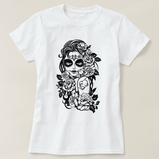 ガールシュガースカル（花） Tシャツ (デザイン正面)