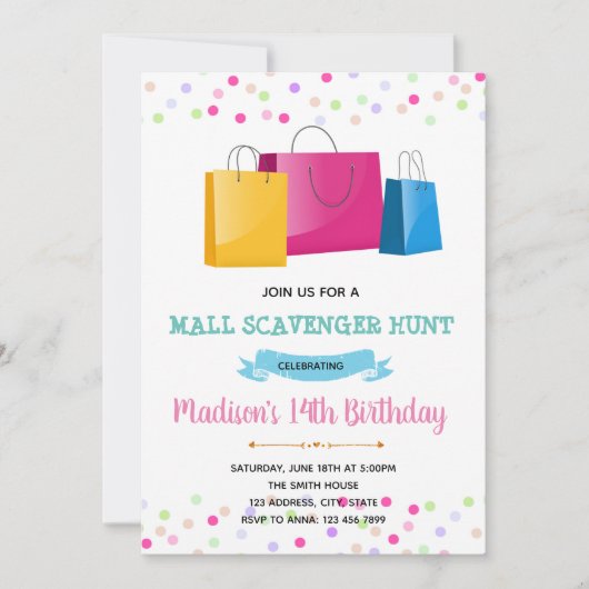 ガールショッピングテーマ招待 招待状 (正面)