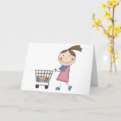 ガールショッピングTシャツと贈り物 カード (黄色い花)