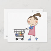 ガールショッピングTシャツと贈り物 ポストカード (正面/裏面)