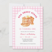 ガールショートスタックパンケーキブレックファーストバースデーパーティー 招待状 (正面)