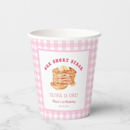 ガールショートスタックパンケーキブレックファーストバースデーパーティー 紙コップ (正面)