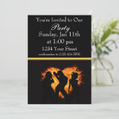 ガールシルエットパーティー火災招待状と金ゴールド箔 招待状 (スタンド正面)