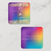 ガールシルエット金ゴールドブラシストロークグラデーションホログラフィック スクエア名刺 (正面/裏面)