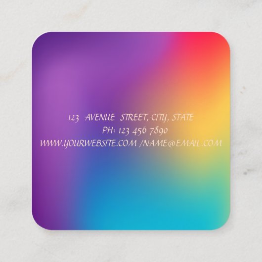 ガールシルエット金ゴールドブラシストロークグラデーションホログラフィック スクエア名刺 (裏面)