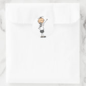 ガールシンガースティックフィギュア貼りステッカー ラウンドシール (バッグ)