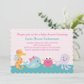 ガールシーアニマル海ライフベビーシャワー招待状 招待状 (スタンド正面)