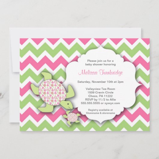 ガールシータートルズベビーシャワー招待状マザーベビー 招待状 (正面)