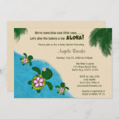 ガールシータートルベビーシャワー招待状ツイン(ホヌ) 01C 招待状 (正面/裏面)