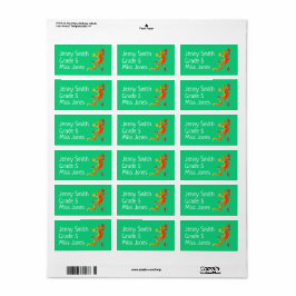 ガールジェッコトカゲの名前の学校の本のラベル ラベル