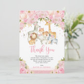 ガールジャングルサファリアニマルズバラ金ゴールドフローラベビー サンキューカード (スタンド正面)