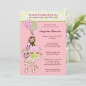 ガールジャングルサファリアニマルベビーシャワー招待状 招待状 (スタンド正面)