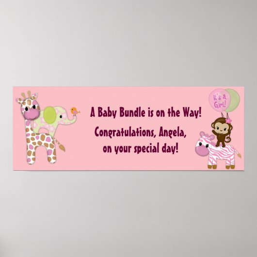 ガールジャングルサファリベイビーシャワーバナー ポスター (正面)