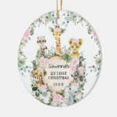 ガールジャングルサファリワイルドアニマルズベビー1stクリスマス セラミックオーナメント (左)