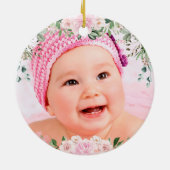 ガールジャングルサファリワイルドアニマルズベビー1stクリスマス セラミックオーナメント (裏面)