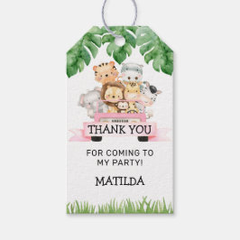 ガールジャングルサファリ誕生日サンキューメッセージカード ギフトタグ
