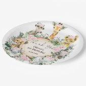 ガールジャングルサファリ野生動物誕生日優勝 ペーパープレート (アングル)