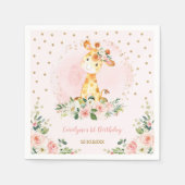 ガールジャングルベビーシャワーワイルドアニマルズ誕生日 スタンダードカクテルナプキン (正面)