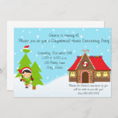 ガールジンガーブレッドハウス誕生日招待状 招待状 (正面/裏面)
