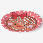 ガールジンジャーブレッドクリスマスホリデーパーティー ペーパープレート (アングル)