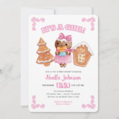 ガールジンジャーブレッドベビーシャワー招待状 招待状 (正面)