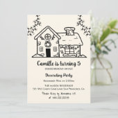 ガールジンジャーブレッ飾ドハウスの誕生日パーティー 招待状 (スタンド正面)