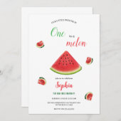 ガールスイカ誕生日の招待状 招待状 (正面/裏面)