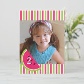 ガールスイカ誕生日招待状ピンクグリーン 招待状 (スタンド正面)