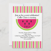 ガールスイカ誕生日招待状ピンクグリーン 招待状 (裏面)