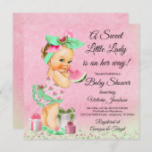 ガールスイカ赤ちゃんシャワー 招待状 (正面/裏面)