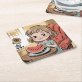 ガールスイークスクエアコースターセット スクエアペーパーコースター (アングル)