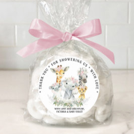 ガールスウィートサファリベビーシャワー ラウンドシール