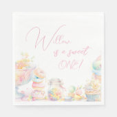 ガールスウィートワンウォーターカラースイーツファースト誕生日 スタンダードランチョンナプキン (正面)