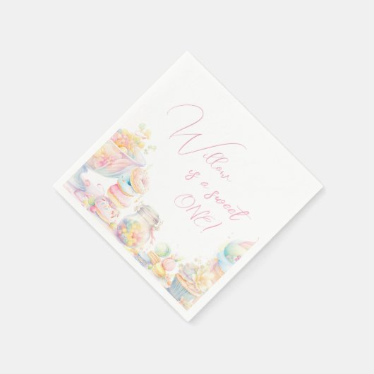 ガールスウィートワンスイーツファースト誕生日 スタンダードカクテルナプキン (角)