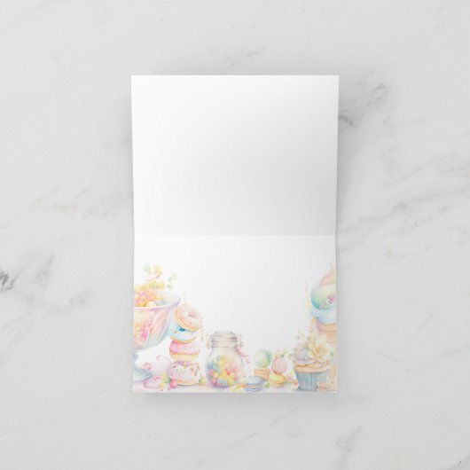 ガールスウィートワンスウィートトリートファースト誕生日 サンキューカード (内部)