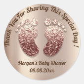 ガールスキニー足ベビーシャワーお願いありがとう ラウンドシール (正面)
