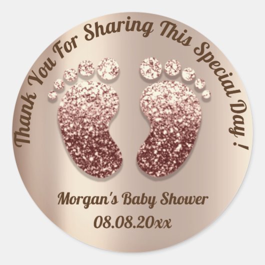 ガールスキニー足ベビーシャワーお願いありがとう ラウンドシール (正面)