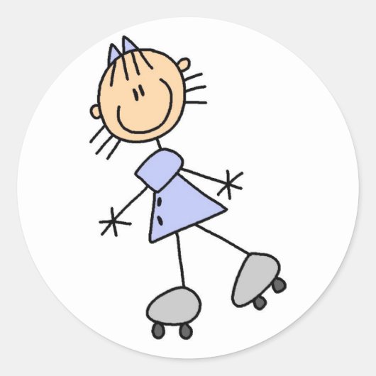 ガールスケートで滑るステッカー ラウンドシール (正面)