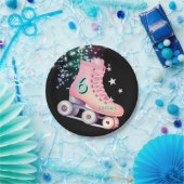 ガールスケートパーティーブラックネオン誕生日 ペーパープレート (パーティー)