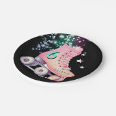 ガールスケートパーティーブラックネオン誕生日 ペーパープレート (アングル)