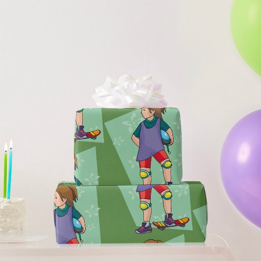 ガールスケートボーダーラッピング紙 ラッピングペーパー