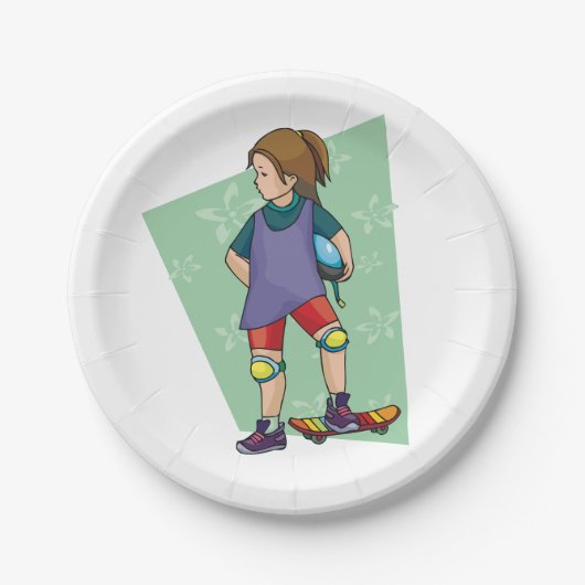ガールスケートボーダー ペーパープレート (正面)