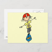 ガールスケートボーダーTシャツとギフト ポストカード (正面/裏面)