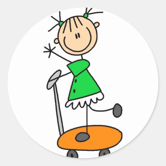ガールスケートボードステッカー ラウンドシール (正面)
