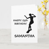 ガールスケートボードハッピーバースデー カード (黄色い花)