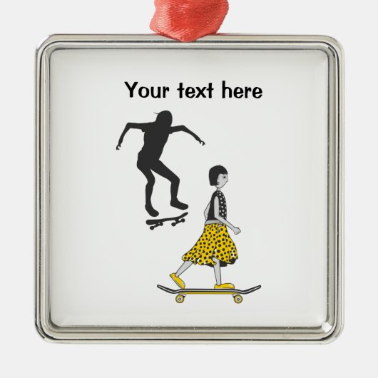 ガールスケートボード メタルオーナメント (正面)