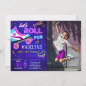 ガールスケートレッズ転が誕生日写真招待状 招待状 (正面)
