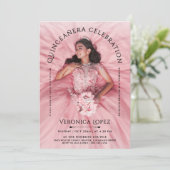 ガールスタイリッシュクラシカル誕生日ブラックタイポグラフィ 招待状 (スタンド正面)